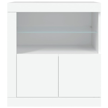 Servantă cu lumini LED, alb, 60,5x37x67 cm - Img 5