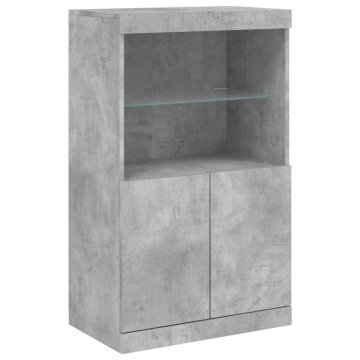 Servantă cu lumini LED, gri beton, 60,5x37x100 cm - Img 3