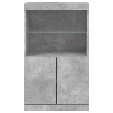Servantă cu lumini LED, gri beton, 60,5x37x100 cm - Img 5