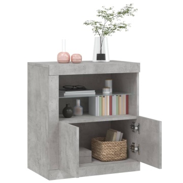 Servantă cu lumini LED, gri beton, 60,5x37x67 cm - Img 8