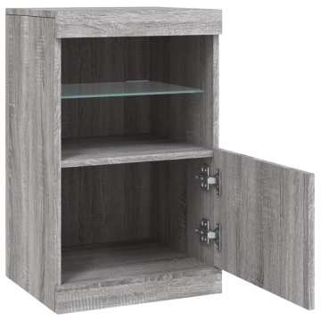 Servantă cu lumini LED, gri sonoma, 41x37x67 cm - Img 6