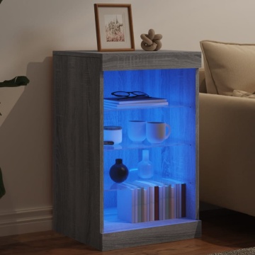 Servantă cu lumini LED, gri sonoma, 41x37x67 cm - Img 4