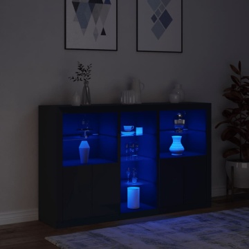 Servantă cu lumini LED, negru, 162x37x100 cm - Img 8