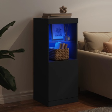 Servantă cu lumini LED, negru, 41x37x100 cm - Img 3