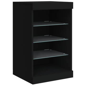 Servantă cu lumini LED, negru, 41x37x67 cm - Img 3