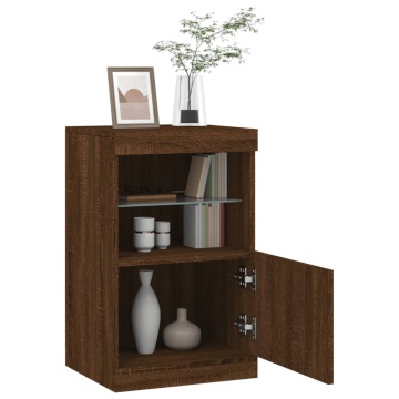 Servantă cu lumini LED, stejar maro, 41x37x67 cm - Img 8
