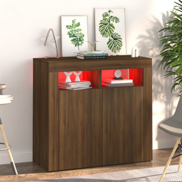 Servantă cu lumini LED, stejar maro, 80x35x75 cm - Img 3