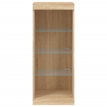 Servantă cu lumini LED, stejar sonoma, 41x37x100 cm - Img 5