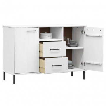Servantă cu picioare metalice „OSLO” alb 113x40x77 cm lemn - Img 3
