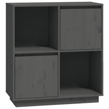 Servantă, gri, 74x35x80 cm, lemn masiv de pin - Img 2