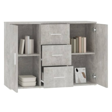 Servantă, gri beton, 91x29,5x65 cm, lemn prelucrat - Img 4