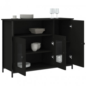 Servantă, negru, 100x35x75 cm, lemn prelucrat - Img 4