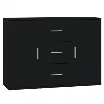 Servantă, negru, 91x29,5x65 cm, lemn prelucrat - Img 2