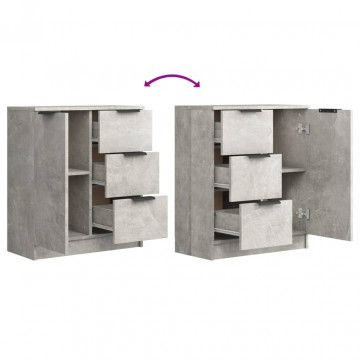 Servante, 2 buc., gri beton, 60x30x70 cm, lemn prelucrat - Img 6