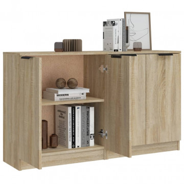 Servante, 2 piese, stejar sonoma, 60x30x70 cm, lemn prelucrat - Img 7