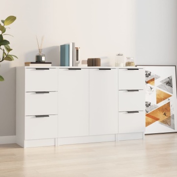Servante, 3 piese, alb, lemn prelucrat - Img 1