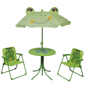 Set bistro pentru copii de grădină, cu umbrelă, 3 piese, verde - Img 1