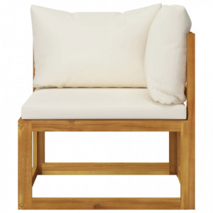 Set canapea 2 piese cu perne alb crem, lemn masiv de acacia - Img 7