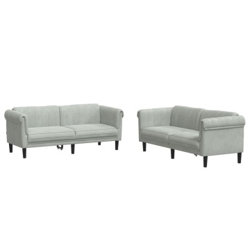 Set canapea, 2 piese, gri deschis, catifea - Img 2