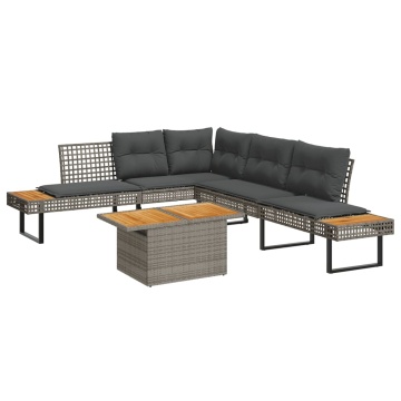 Set canapea de grădină cu perne, 2 piese, poliratan/lemn acacia - Img 1