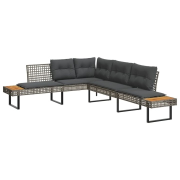 Set canapea de grădină cu perne, 2 piese, poliratan/lemn acacia - Img 3