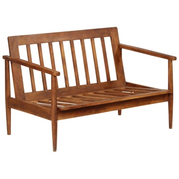 Set canapele, 2 piese, maro, piele naturală/lemn masiv acacia - Img 3