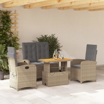 Set canapele de grădină, 4 piese, cu perne, bej, poliratan - Img 1