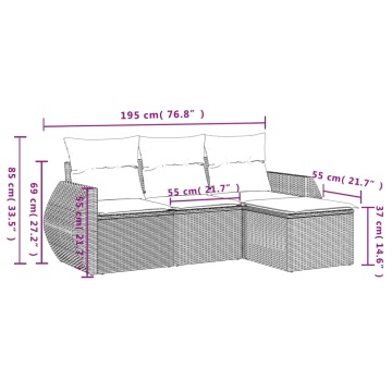 Set canapele de grădină, 4 piese, cu perne, maro poliratan maro - Img 6