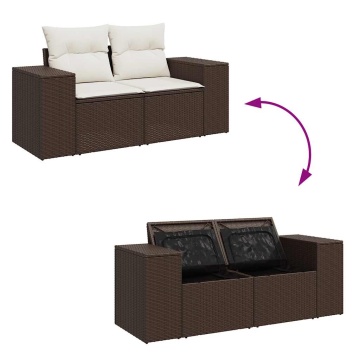 Set canapele de grădină, 4 piese, cu perne, maro poliratan maro - Img 6