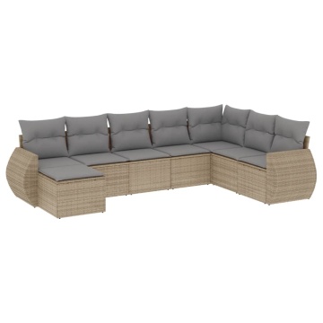 Set canapele de grădină, 8 piese, cu perne, bej, poliratan - Img 2