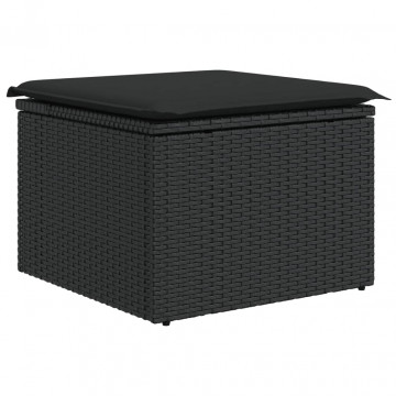 Set canapele de grădină cu perne, 10 piese, negru, poliratan - Img 4