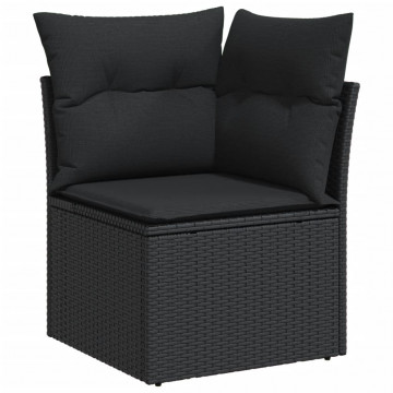 Set canapele de grădină cu perne, 10 piese, negru, poliratan - Img 4