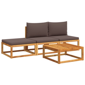 Set canapele de grădină cu perne, 4 piese, lemn masiv de acacia - Img 2
