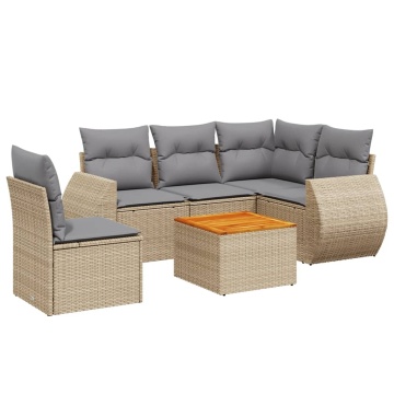 Set canapele de grădină cu perne, 6 piese, bej, poliratan - Img 2