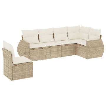 Set canapele de grădină cu perne, 6 piese, bej, poliratan - Img 2