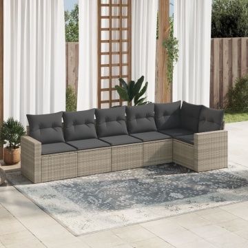 Set canapele de grădină cu perne, 6 piese gri deschis poliratan - Img 1