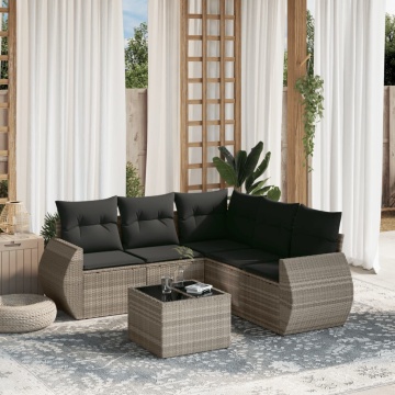 Set canapele de grădină cu perne, 6 piese gri deschis poliratan - Img 1