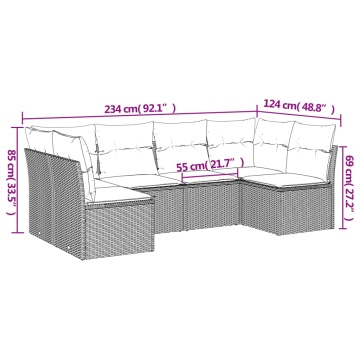 Set canapele de grădină cu perne, 6 piese gri deschis poliratan - Img 3