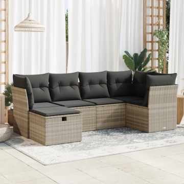 Set canapele de grădină cu perne, 6 piese gri deschis poliratan - Img 1