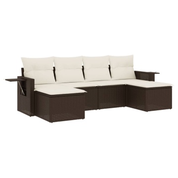 Set canapele de grădină cu perne, 6 piese, maro, poliratan - Img 2