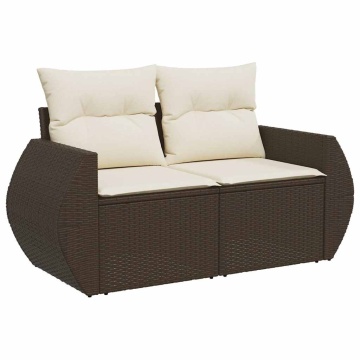 Set canapele de grădină cu perne, 6 piese, maro, poliratan - Img 8