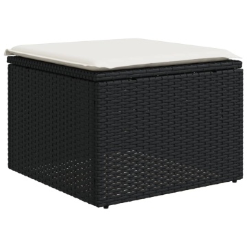 Set canapele de grădină cu perne, 7 piese, negru, poliratan - Img 4