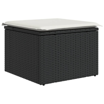 Set canapele de grădină cu perne, 7 piese, negru, poliratan - Img 4