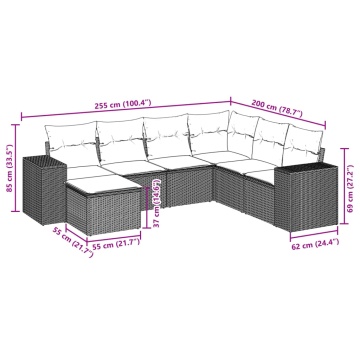 Set canapele de grădină cu perne, 7piese gri deschis poliratan - Img 7
