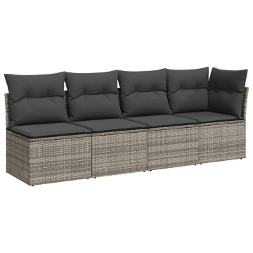 Set canapele de grădină cu perne, 8 piese, gri, poliratan - Img 4