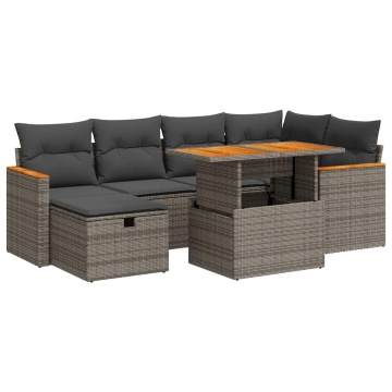 Set canapele de grădină cu perne, 8 piese, gri, poliratan - Img 2