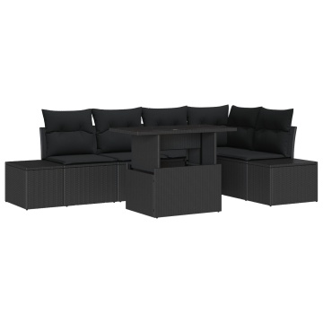 Set canapele pentru grădină Set 6 piese Negru - Img 2