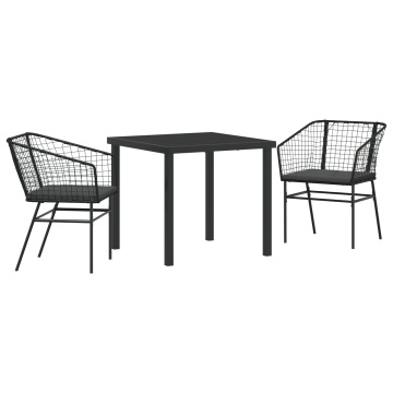 Set de 2 Negru și Gri Închis Rattan PE, Oțel Vopsit Electrostatic - Img 2