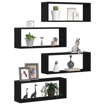 Set de 4 rafturi - Stejar negru - 60x15x23 cm - Fabricat din lemn compus - Img 3