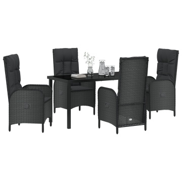 Set de 5 Piese pentru Masă în Grădină Negru Ratan Polimer - Img 3